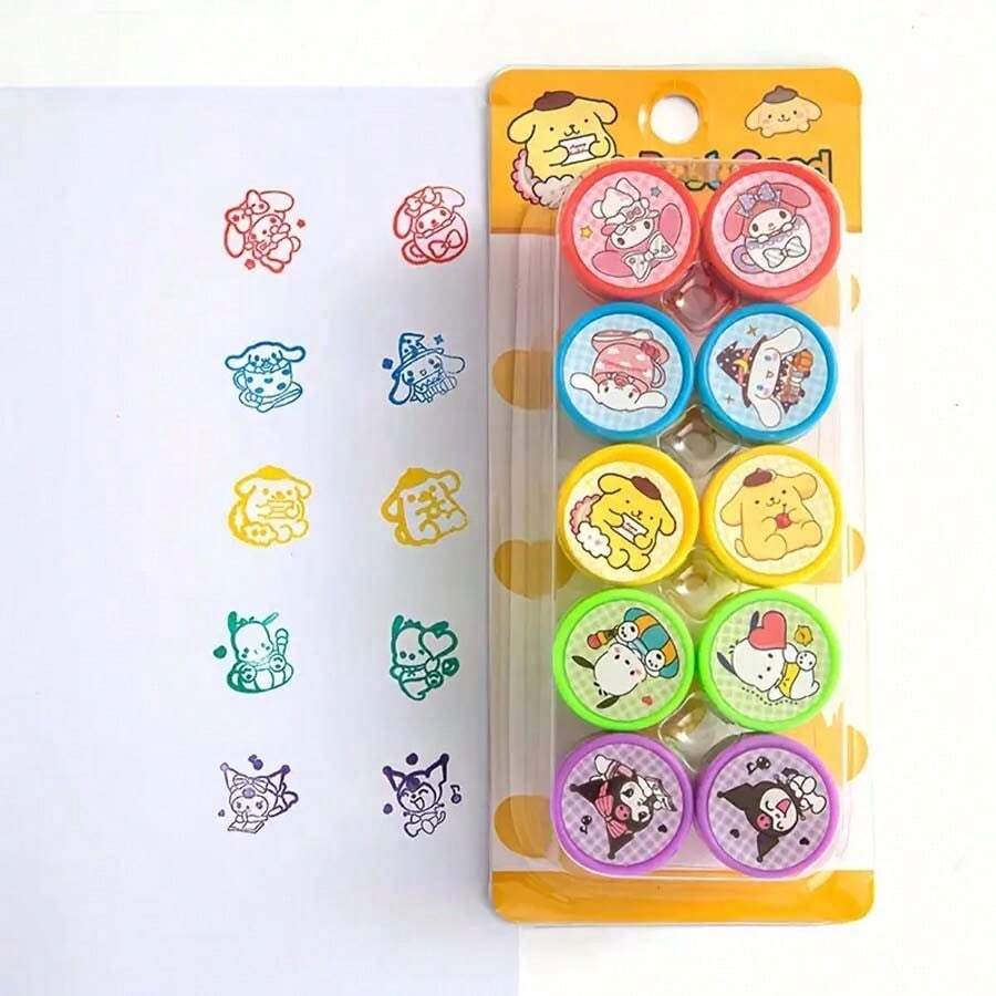 10 piezas, Set de 20 sellos de recompensa de Hello Kitty y sus amigos de Sanrio - Diseño de dibujos animados de estilo Y2K lindo, adecuado para regalos de fiesta, regalos de papelería y recompensas creativas [El diseño de la tarjeta de papel se genera al azar], de vuelta a la escuela