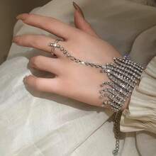 Vòng tay dài không ngón hình học đính đá tua rua thời trang dành cho nữ, Phụ kiện trang sức đa năng cho cô dâu - Nhiều màu - Xem 7