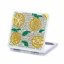 1pc Diamond Painting Mini Square Mirror For Wallet & Travel, Fruit Pattern Diamond Painting Makeup Mirror Suitable For Adults & Women, DIY Special Shape Beginner Art Craft Christmas Gift