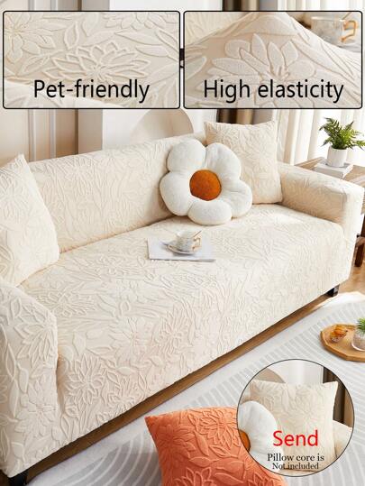 1 件多功能全盖沙发套，带叶子图案设计，弹力贴合沙发保护套，节日装饰，附赠 1 件枕套