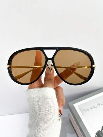 New Vintage Oversized Double Bridge Square Fashion Glasses For Women And Men, Versatile For Outdoor, Parties, Daily Casual Wear Beach Accessories For Women Glasses Shades For Summer Beach Vacation,Outdoor,Travel