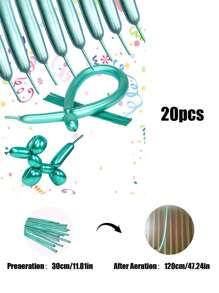 20pcs Metal Long Tube Magic Latex Balloons, DIY Animal Bouquet Creative Shape Latex Balloons For Wedding Birthday Party Decoration - 彩色 - 查看 17