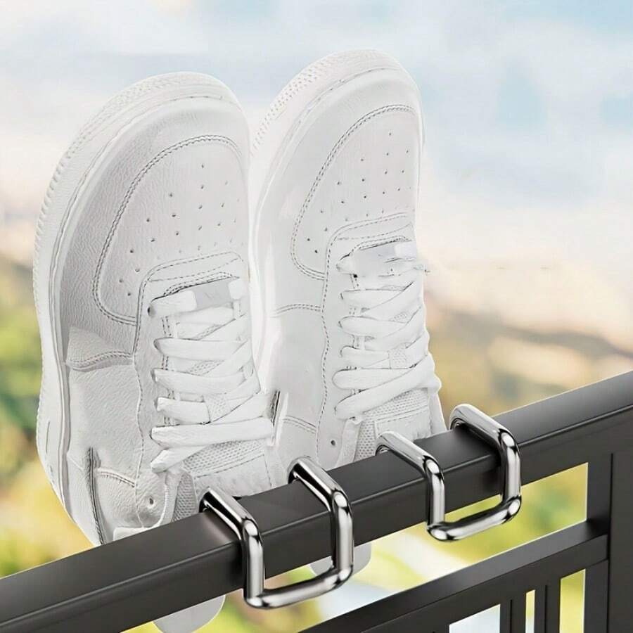 4 件套鞋子晾干架，窗户户外鞋子烘干机支架，防盗阳台节省空间配件，春季，简约，夏季上衣 - 灰色 - 查看 1