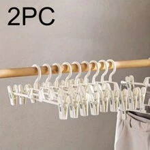 5pcs Expandable Pants Hangers, Stacking Pants Clips, Storage Solution, Non-Marking Clothes Hanger, Skirt Clip Hooks, Rotatable, Telescoping And Adjustable Garment Rack, Retail Display Hanging