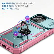 [滑动窗口系列] 兼容 Apple 16 15 14 13 12 11 Pro Max Plus XS Max 8 Plus 系列，适用于 Galaxy S24 S23 S22 S21 Plus Ultra A14 A15 A16 A26 A35 A55 A56 三合一重型防摔支架手机壳，带滑动窗口保护，防水防震防刮 - 綠色 - 查看 9