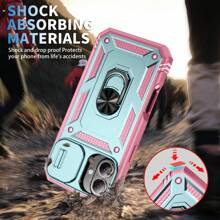 [滑动窗口系列] 兼容 Apple 16 15 14 13 12 11 Pro Max Plus XS Max 8 Plus 系列，适用于 Galaxy S24 S23 S22 S21 Plus Ultra A14 A15 A16 A26 A35 A55 A56 三合一重型防摔支架手机壳，带滑动窗口保护，防水防震防刮 - 綠色 - 查看 3