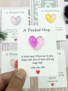 5 piezas, Tarjeta del bolsillo "Un Pequeño Abrazo de Amor", Regalo especial para cumpleaños, boda, Día de San Valentín, regalo, ficha de abrazo, regalo pensando en ti, lindo adorno de resina con tarjeta de aliento, decoración del hogar, decoración de habitación, adecuado para darse a mismo, amigos y familia.