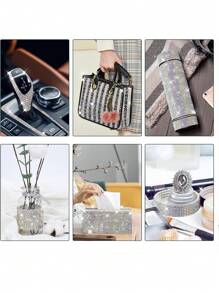 1/3 卷自粘水晶钻丝带 DIY 装饰贴纸，2 毫米钻，适用于艺术和工艺品、DIY 项目、汽车和手机装饰、花瓶、婚礼和蛋糕装饰（银色）、贴纸、墙贴花、乙烯基贴花用于家居装饰、春季装饰品让您的家焕然一新、Rama 装饰贴纸