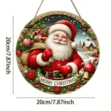 Biển gỗ 7,87 inch "Merry Christmas" - Biển trang trí Giáng sinh/Năm mới, Quà tặng Giáng sinh/Năm mới, Họa tiết ông già Noel, Treo tường, Trang trí nhà cửa, nhà bếp, sân vườn đa năng - Trang trí ngày lễ - Nhiều màu - Xem 4