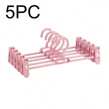 5pcs Expandable Pants Hangers, Stacking Pants Clips, Storage Solution, Non-Marking Clothes Hanger, Skirt Clip Hooks, Rotatable, Telescoping And Adjustable Garment Rack, Retail Display Hanging