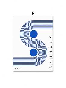 1PC Mid Century Modern Blue Bauhaus Canvas Paintings Abstract Geometry Wall Art Posters And Prints For Living Room Home Decor No Frame