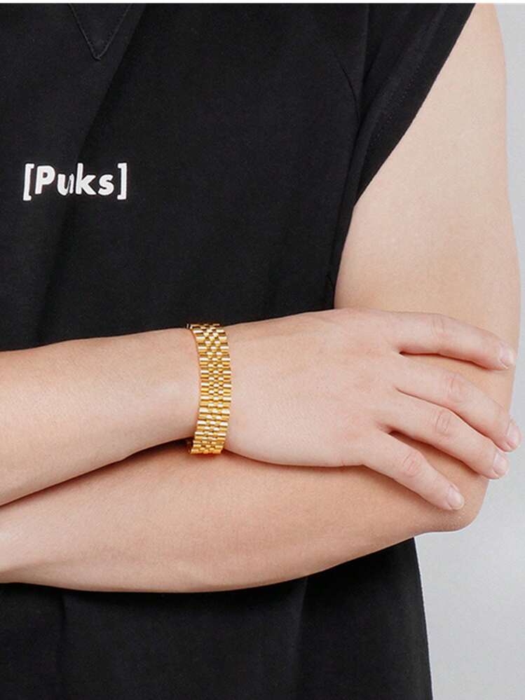 1 件男女通用钛钢手链，不锈钢情侣礼物珠宝 - 彩色 - 查看 3