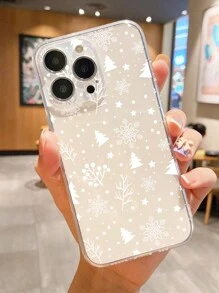 1 ốp lưng điện thoại trong suốt chống sốc, chống trượt, họa tiết cây thông Noel và bông tuyết, tương thích với iPhone, Honor, Redmi, Galaxy, phiên bản quốc tế, không phải phiên bản nội địa. - Trong sáng - Xem 1