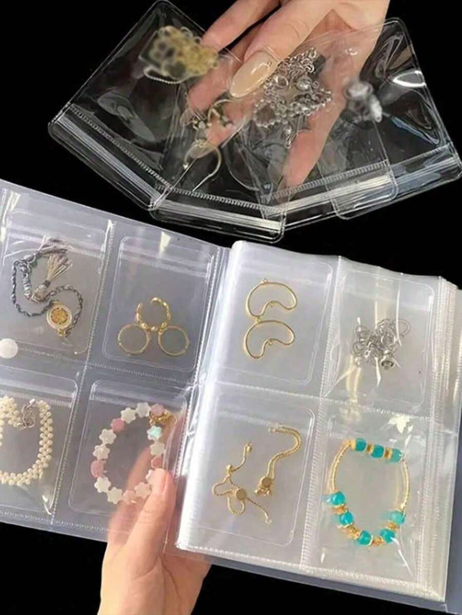 1/2 件便携式透明珠宝收纳笔记本（20 个隔层搭配 84/160 个隔层，使用效果更佳），20/84/160 个隔层大容量珠宝展示收纳笔记本返校 - 無色 - 查看 1