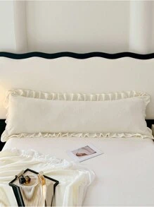 1件牛奶丝绒蕾丝情侣长枕套，柔软绒面防静电保暖法兰绒枕套，适用于卧室、客房、宿舍、全家使用