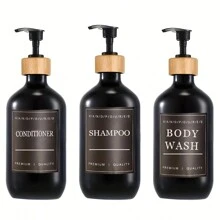 500ml Shampoo Dispenser 3 Pieces Set, Bathroom Shampoo, Conditioner And Body Wash Refill Bottles Back To School