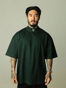 Dark Green TP Oversized Turtleneck T-Shirt - Dark Green - View 1