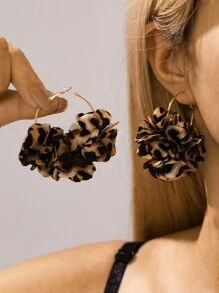 NAIZHU 1 Pair Creative Leopard Floral Element Hoop Earrings, Fashionable Flower Dangle Earrings For Vacation Party Accessories - EZ2949 - View 11