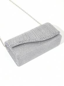 1pc Mini Glitter Shiny Chain Folding Wrinkle Square Bag, For Wedding Party Evening, Tready Party Bags,Perfect For Party, Wedding, Prom, Dinner/Banquet, Perfectly Matching With Prom Dresses For Women, Prom Accessories,Sequin Dress Women,Sparkly Dress,Elegant Dresses For Women, Elegant Prom Bag, Perfectly Matching With Bridal Party ,Wedding