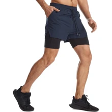 Ripoll Bermuda Shorts 2 In 1 Men's Gym Dryfit Elastane Training Sports - Azul Marino - Ver 3