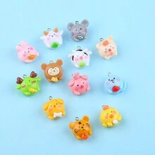 12 mặt dây chuyền hình động vật hoạt hình 12 con giáp bằng nhựa, dùng làm đồ thủ công DIY vòng tay, vòng cổ, móc khóa. - Gói 12 màu nhiều màu - Xem 3