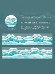 1卷胶带 海浪系列 精致浪漫沿海海浪主题胶带 PET防水材料 剪贴簿用品 装饰笔记本相框手机壳水杯垃圾杂志文具盒DIY个性拼贴 - 彩色 - 查看 14