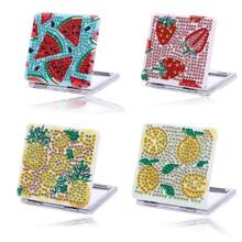 1pc Diamond Painting Mini Square Mirror For Wallet & Travel, Fruit Pattern Diamond Painting Makeup Mirror Suitable For Adults & Women, DIY Special Shape Beginner Art Craft Christmas Gift