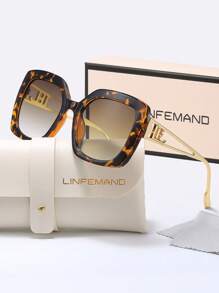 LINFEMAND Gafas decorativas de moda con lentes cuadrados degradados de colores multicolor de LINFEMAND, regalos elegantes para fiestas de verano, bodas y festivales, atuendo elegante para vacaciones de verano en la playa, al aire libre y viajes, con montura cuadrada oversize de estilo hueco