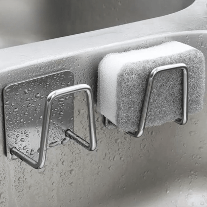 KIT 2 Gancho de aço inoxidável para cozinha Suporte Porta Esponja, bucha de pia, Prateleira de cozinha multiuso GJ