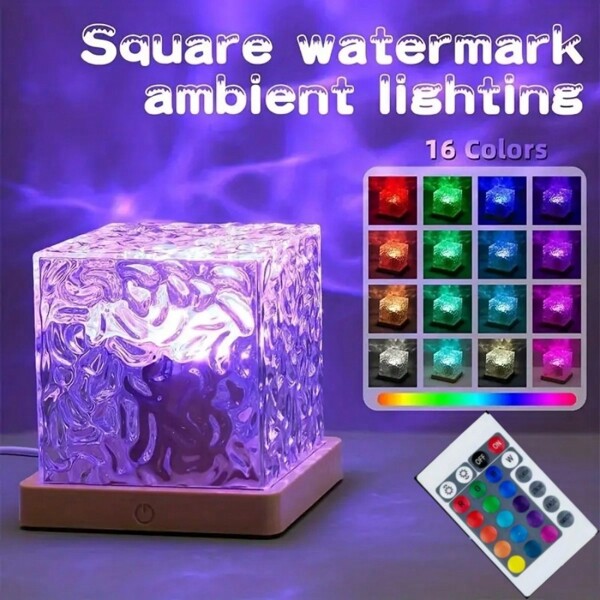 1 Stück LED-Projektionslampe, Raumatmosphäre Licht, Weihnachtsbeleuchtung, Heimkino, Deckenbeleuchtung mit Wassereffekt, Raumdekorationslicht, Geburtstagsparty/Feiertagsgeschenk, Camping, Hochzeitsdekoration, in runder/quadratischer Form erhältlich, mit Touch oder Fernbedienung 3 Farben/16 Farben, alle mit USB-Stromversorgung