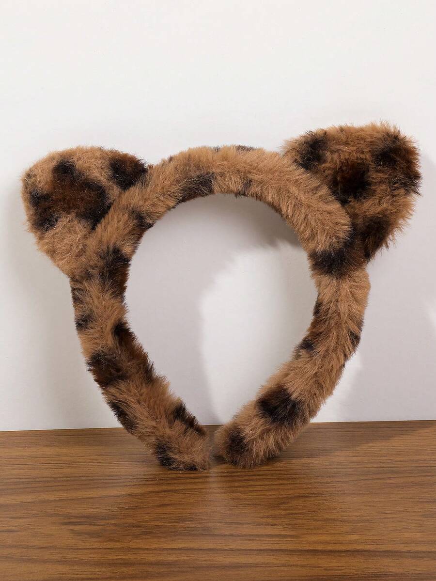 1 Băng đô tai mèo họa tiết da báo thời trang thu đông, thiết kế dễ thương & 3D dùng để rửa mặt và tạo kiểu tóc - Nhiều màu - Xem 1