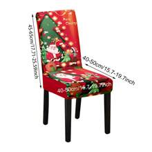 Weihnachtsmann und Schneemann bedruckte elastische Stuhlbezüge - weich und elastisch, geeignet für Restaurant-Dekoration, Hotel-Dekoration, Heim-Dekoration, Weihnachts-Dekoration, Weihnachten - Verschiedenfarbig - Übersicht 6