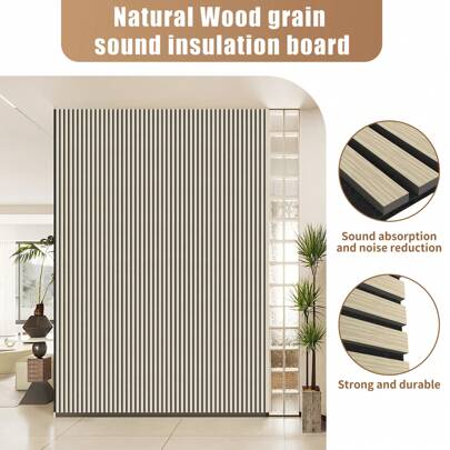  Froadp 2-pack träfaner akustikpaneler 3D-väggbeklädnad Akustiska filtremsor som täcker för vardagsrum, kontor, sovrum (60x60cm/60x120cm)