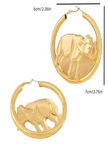 1 Pair New Cute Elephant Design Personalized Metal Hollow Elephant Earrings For Women