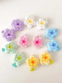 12 chiếc kẹp tóc hoa nhỏ nhiều màu, quà tặng cho bé gái - Nhiều màu - Xem 3