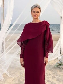 Mother Of The Bride Dresses - Burgundy - View 8
