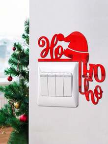 beizhixin 圣诞节圣诞老人帽子开关墙贴、趣味家居办公室厕所装饰、教室装饰、感恩节礼物圣诞礼品套装 - 彩色 - 查看 3