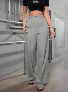 ADD MODA FEMININA EIRELI- AS1340 Women's Tailored Trousers, High Waist, With Side Pockets, Neutral Colors, National Shipping New Spring Collection - 灰色 - 查看 2