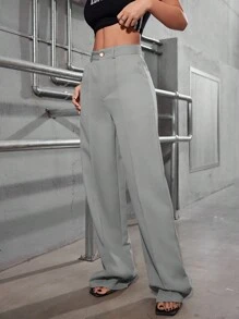 ADD MODA FEMININA EIRELI- AS1340 Women's Tailored Trousers, High Waist, With Side Pockets, Neutral Colors, National Shipping New Spring Collection - 灰色 - 查看 4