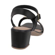 Women's Medium Block Heel Sandal With Gold Effect - 黑色 - 查看 5