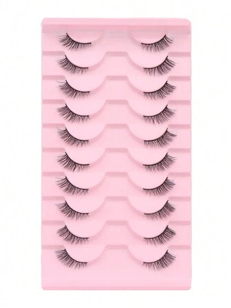 10 Pairs Of Cat Eye Style Naturally Crossing And Extending Black False Eyelashes, Suitable For Daily And Date Makeup, Extended Eyelashes, False Eyelashes, Black Line False Eyelashes, Internet Celebrity Same Style False Eyelashes, Celebrity Same Style False Eyelashes