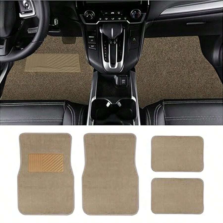 Car Floor Mats, 4 PCS Carpet Mats For Front & Rear Floor, PVC Flame