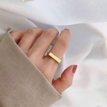 1pc Titanium Steel Fashionable Minimalist Square Plain Ring, Accessory For Party, Suitable For Casual, Business, Gift For Anniversary, Wedding, Birthday, Unisex Elegant & Personalized Ring