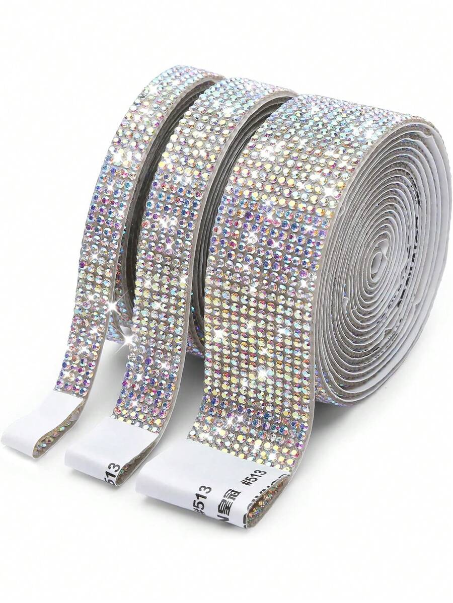 1/3 卷自粘水晶钻丝带 DIY 装饰贴纸，2 毫米钻，适用于艺术和工艺品、DIY 项目、汽车和手机装饰、花瓶、婚礼和蛋糕装饰（银色）、贴纸、墙贴花、乙烯基贴花用于家居装饰、春季装饰品让您的家焕然一新、Rama 装饰贴纸
