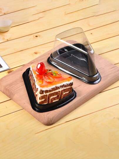 10 piezas Caja triangular para pastel, caja de pastel de mousse, caja de plástico transparente para empaquetar repostería y pasteles