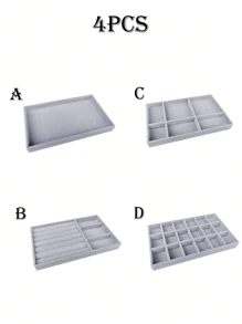 9-Piece Gray Velvet Jewelry Storage Tray Set, Stackable Multi-Compartment Jewelry Organizer Box, Ring, Earring, Necklace, Bracelet, Brooch, Watch Sorting Storage Display Tray, Drawer-Style Jewelry Storage Box, Suitable For Bedroom Vanity, Closet, Drawer And Jewelry Store Display, Home Storage Supplies, Christmas, New Year, Graduation, Mother's Day Gift - Multicolor - View 15