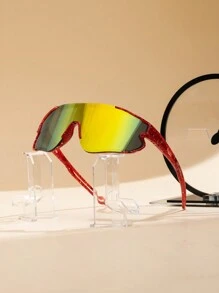 1pc Kids Plastic Lens Sports Glasses, Fashionable Graffiti Design Ideal For Running & Daily Wear - Multicolor - View 6