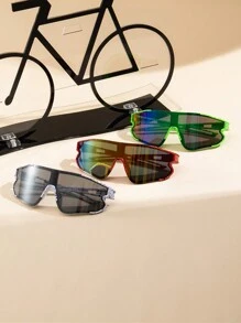 1pc Kids Plastic Lens Sports Glasses, Fashionable Graffiti Design Ideal For Running & Daily Wear - Multicolor - View 3