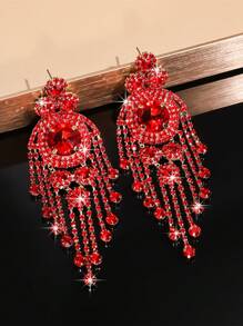 1 Cặp bông tai tua rua bằng đá Rhinestone hình học màu đỏ và xanh lá cây sang trọng, phù hợp cho trang phục dự tiệc, đám cưới, lễ hội của phụ nữ - hình học - Xem 8