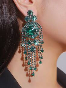 1 Cặp bông tai tua rua bằng đá Rhinestone hình học màu đỏ và xanh lá cây sang trọng, phù hợp cho trang phục dự tiệc, đám cưới, lễ hội của phụ nữ - hình học - Xem 7